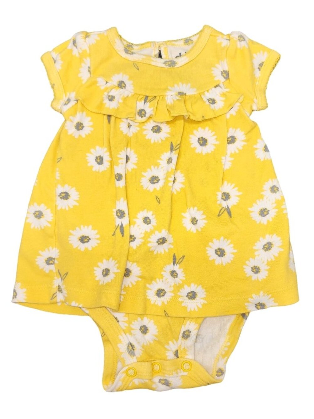 Baby Girls Child of Mine by Carter's Yellow Daisy Floral Dress Bodysuit 0-3 Mont